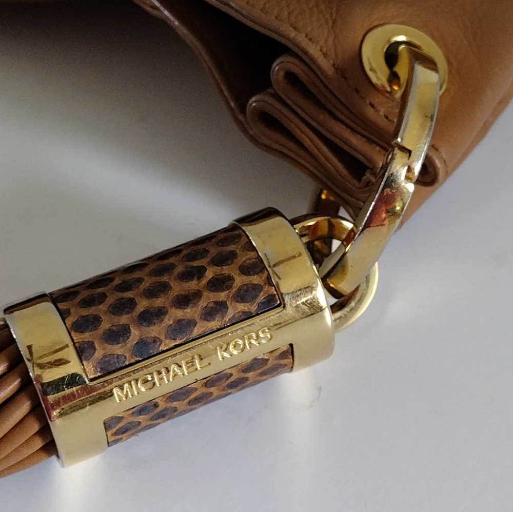 Michael Kors Collection Tonne Leather Python Accents Hobo Bag